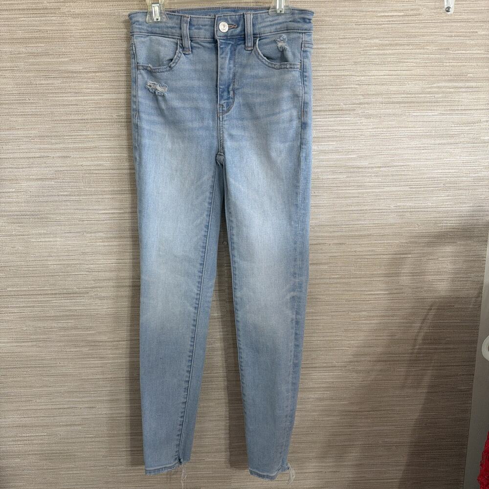 American Eagle Outfitters Hi-Rise Jeggings Womens 00 Short Light Blue Denim